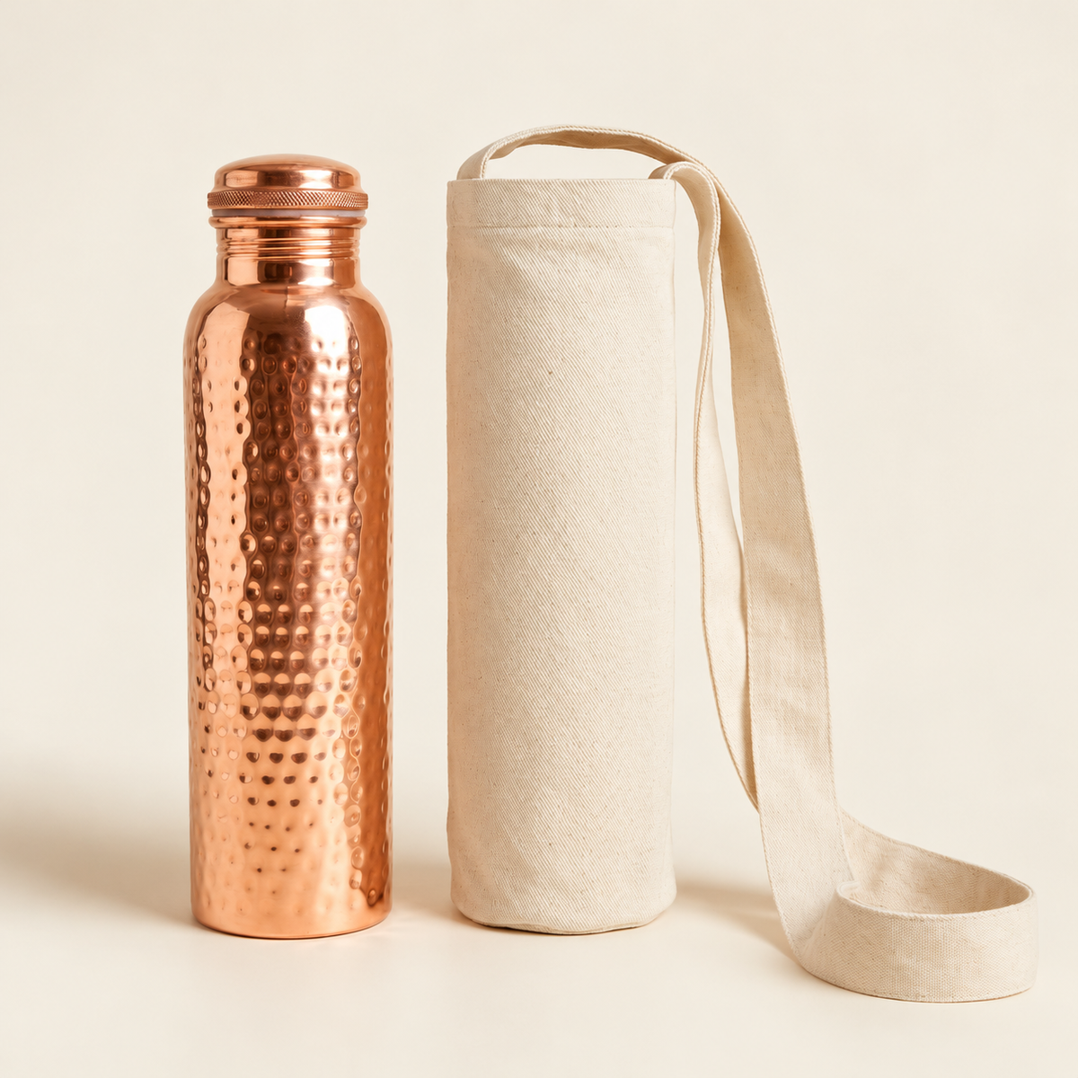 Pure Copper Water Bottle – Traditional Hammered Finish