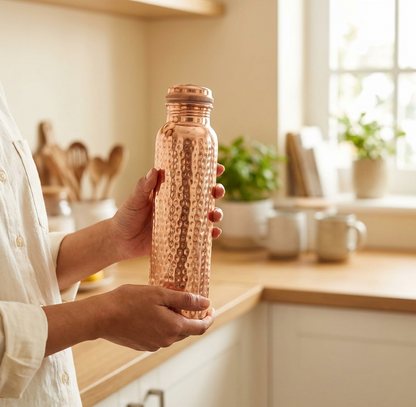 Pure Copper Water Bottle – Traditional Hammered Finish