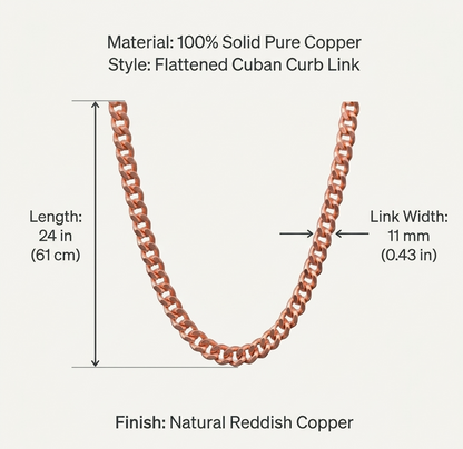 Pure Copper Cuban Link Chain Necklace (24")