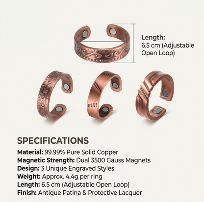 Pure Copper Magnetic Ring – Adjustable Unisex Design