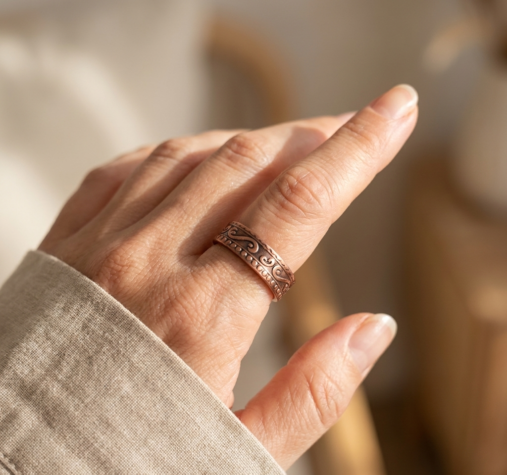 Pure Copper Magnetic Ring – Adjustable Unisex Design