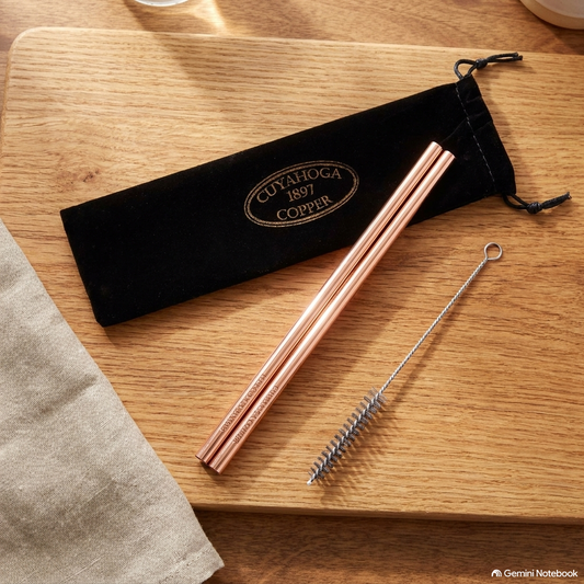 Pure Copper Jumbo Straws (Set of 2)